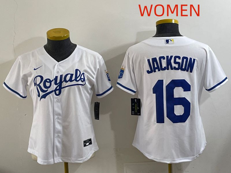 Women Kansas City Royals #16 Jackson White Game Nike MLB Jersey style 001